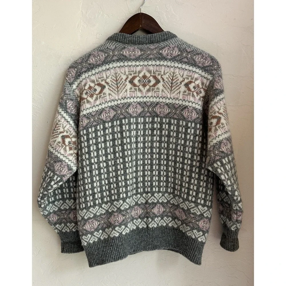 Vintage Maddy Moss Cardigan Sweater Wool Fair Isle Scotland Cottagecore Granny S - Picture 2 of 9